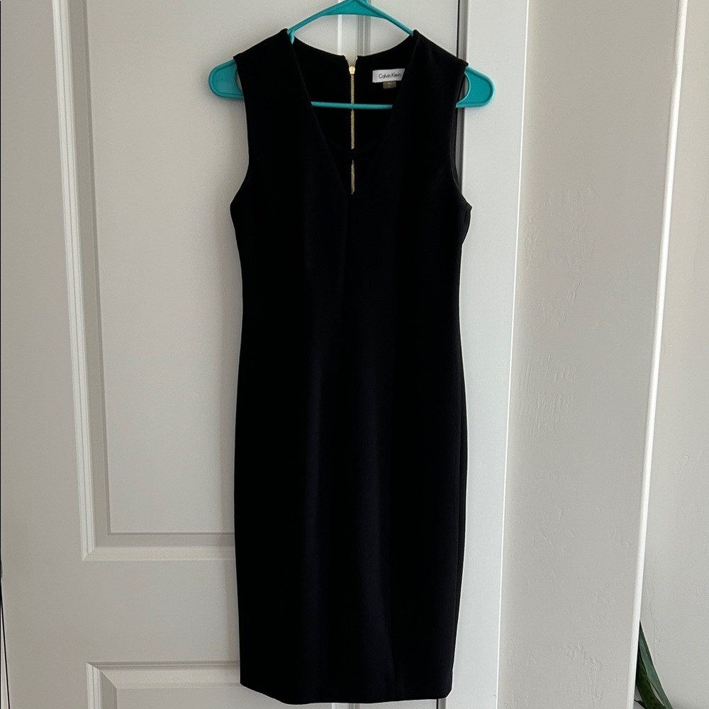 Calvin Klein Black V-Neck Midi Dress